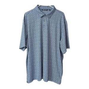 Cutter & Buck Pike Magnolia Print Stretch Polo Men's XXL Atlas/Navy Blue Golf